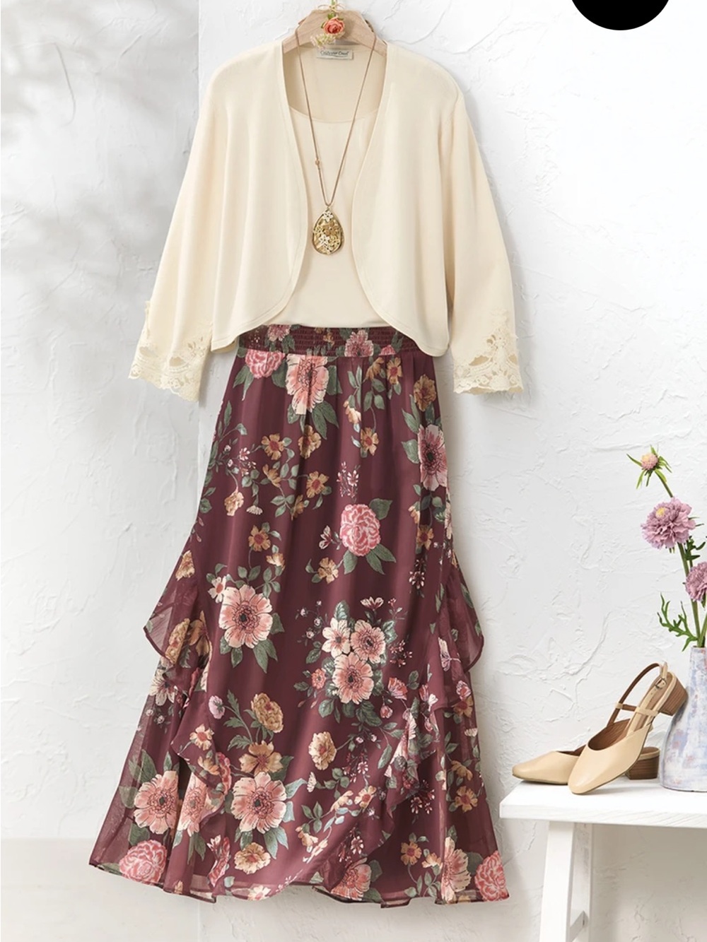 Cold water creek Rosalie Ruffled Skirt